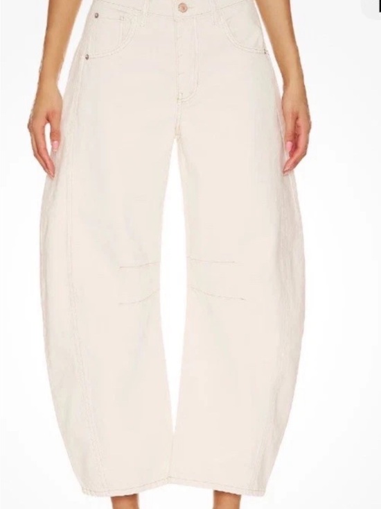 Free People Pants - Free PeopleX We The People Good Luck Mid Rise Barrel Jeans Milk Sz 32 NWT